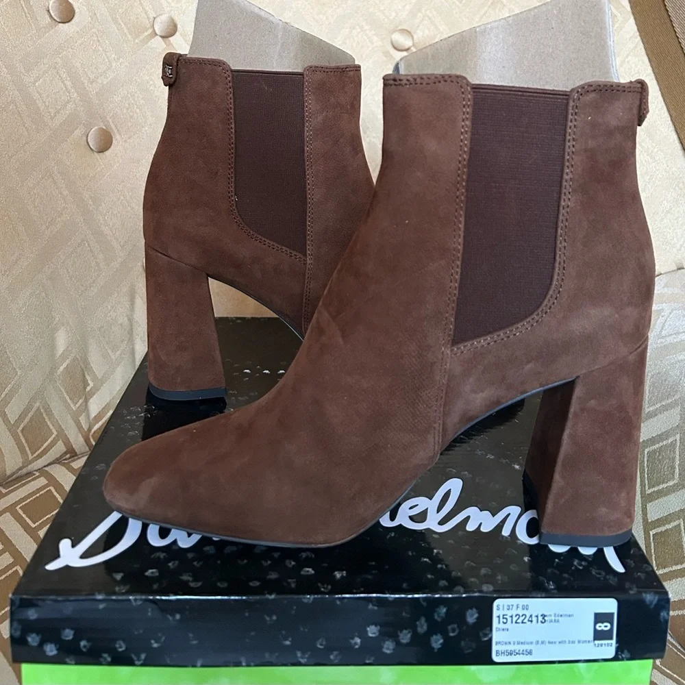 Sam Edelman Chiara Suede Ankle Boot Chestnut Sz 9 **New In Box!** - Picture 6 of 11